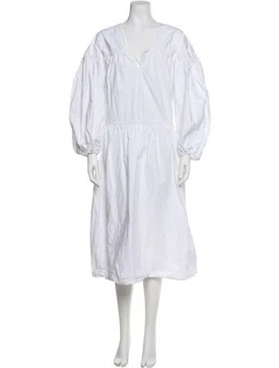 Pre-owned Rosetta Getty V-neck Midi Length Dress In White