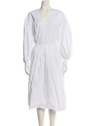 Pre-owned Rosetta Getty V-neck Midi Length Dress In White