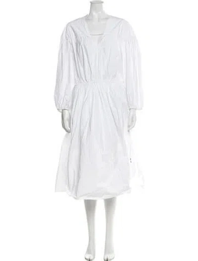 Pre-owned Rosetta Getty V-neck Midi Length Dress In White