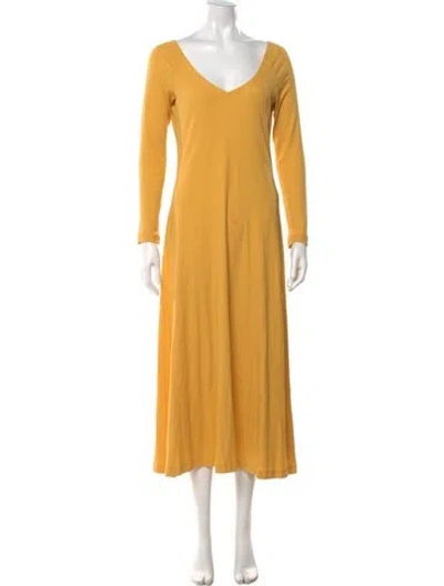 Pre-owned Rosetta Getty V-neck Midi Length Dress In Yellow