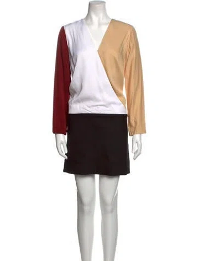 Pre-owned Rosetta Getty V-neck Mini Dress In Neutral