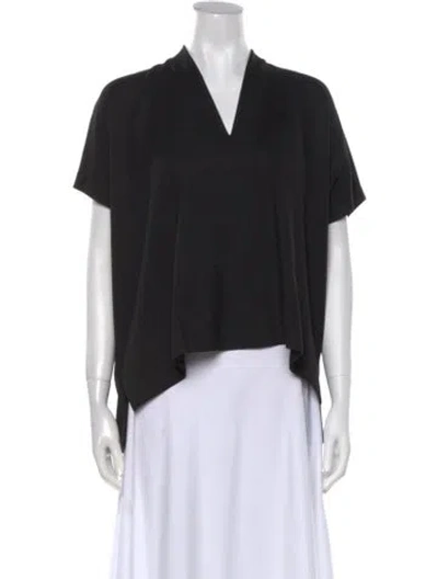 Pre-owned Rosetta Getty V-neck Short Sleeve Blouse In Black