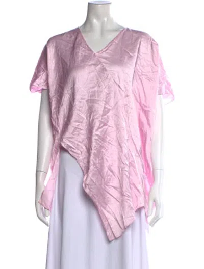 Pre-owned Rosetta Getty V-neck Short Sleeve Blouse In Pink