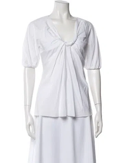 Pre-owned Rosetta Getty V-neck Short Sleeve Blouse In White