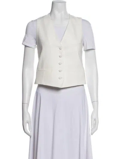 Pre-owned Rosetta Getty V-neck Short Sleeve Button-up Top In White