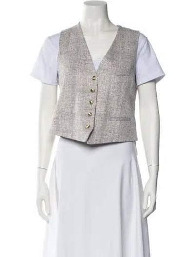 Pre-owned Rosetta Getty V-neck Short Sleeve Crop Top In Neutral