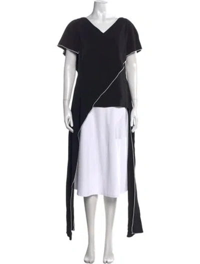 Pre-owned Rosetta Getty V-neck Short Sleeve Top In Black