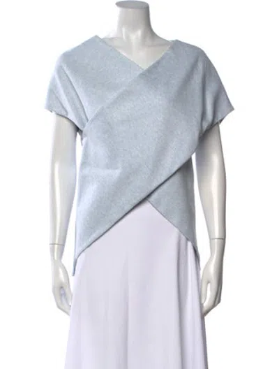 Pre-owned Rosetta Getty V-neck Short Sleeve Top In Blue