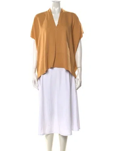 Pre-owned Rosetta Getty V-neck Short Sleeve Top In Neutral