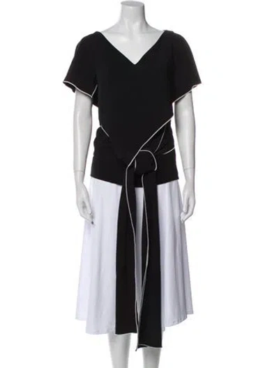 Pre-owned Rosetta Getty V-neck Short Sleeve T-shirt In Black