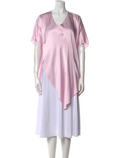 Pre-owned Rosetta Getty V-neck Short Sleeve Tunic In Pink