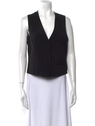 Pre-owned Rosetta Getty V-neck Sleeveless Crop Top In Black