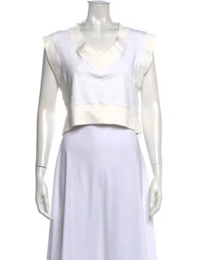 Pre-owned Rosetta Getty V-neck Sleeveless Top In White
