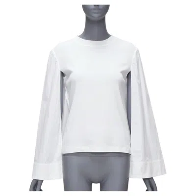 Pre-owned Rosetta Getty White 100% Cotton Woven Cape Sleeves Knitted Top Xs