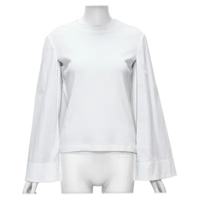 Pre-owned Rosetta Getty White 100% Cotton Woven Cape Sleeves Knitted Top Xs