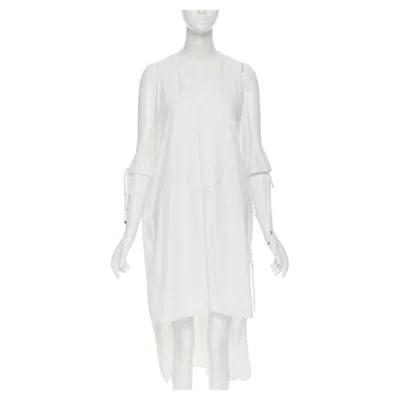 Pre-owned Rosetta Getty White Cotton Gold Harware Tie Side High Low Casual Dress Xs