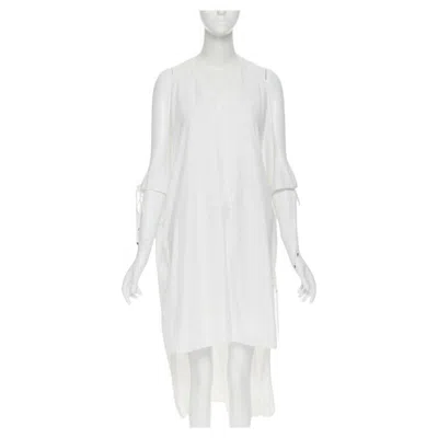Pre-owned Rosetta Getty White Cotton Gold Harware Tie Side High Low Casual Dress Xs