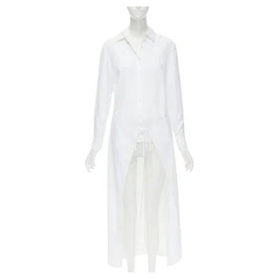 Pre-owned Rosetta Getty White Viscose Long Sleeve High Low Train Hem Shirt Top Us2 Xs