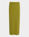 Rosetta Getty Wide Rib Knit Midi Skirt In Green