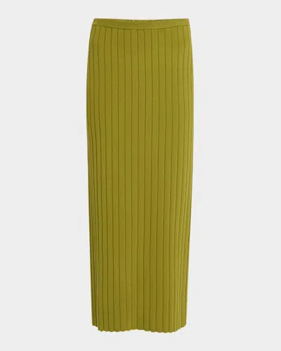 Rosetta Getty Wide Rib Knit Midi Skirt In Green