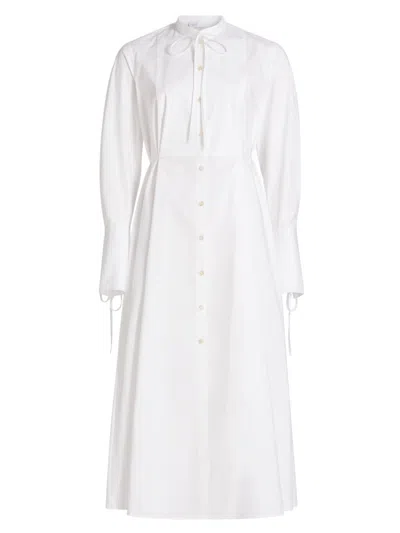 Rosetta Getty Women's Bibbed Stretch Cotton Tie-waist Shirtdress In White