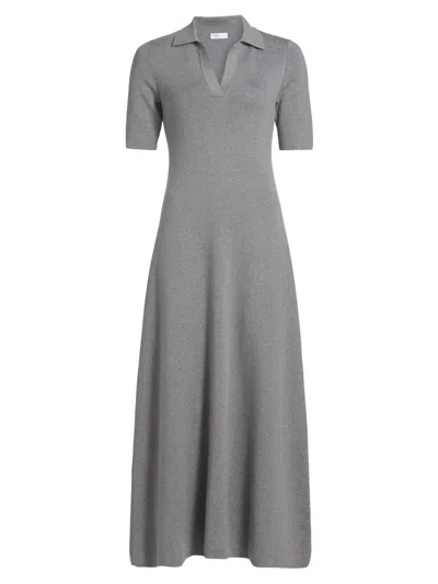Rosetta Getty Women's Cotton-cashmere Knit Polo Midi-dress In Gray