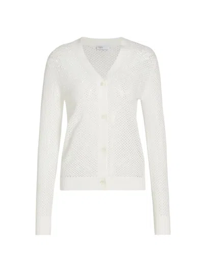Rosetta Getty V-neck Mesh Cardigan In Neutrals