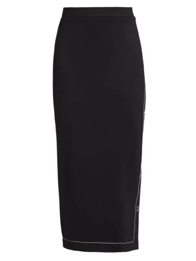 Rosetta Getty Women's Midi Snap Skirt In Black