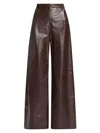 ROSETTA GETTY WOMEN'S PLEATED FLARED LEATHER PANTS