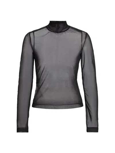 Rosetta Getty Women's Sheer Turtleneck Long-sleeve T-shirt In Black