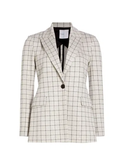 Rosetta Getty Women's Windowpane Peak Lapel Jacket In Fawn Black