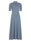 Rosetta Getty Wool-cashmere Polo Midi Dress In Denim