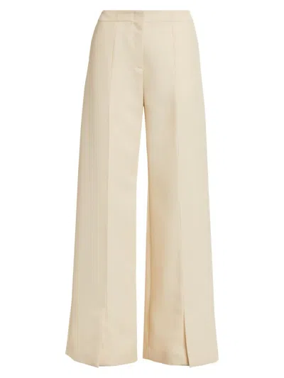 Rosetta Getty Women's Wool Twill Split-hem Straight-leg Pants In Yellow