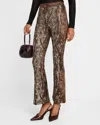 ROSETTA GETTY WOODGRAIN KNIT CROPPED FLARE LEG PANTS