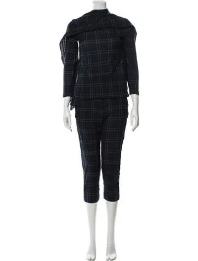 Pre-owned Rosetta Getty Wool Plaid Print Pant Set In Black