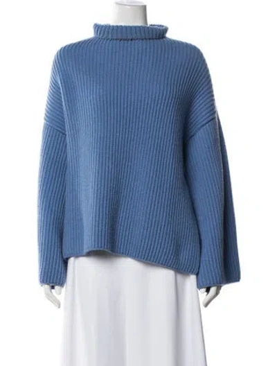Pre-owned Rosetta Getty Wool Turtleneck Sweater In Blue