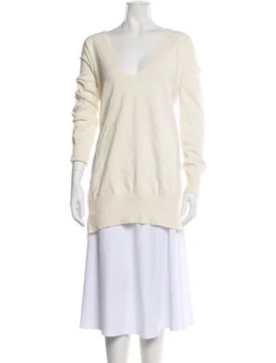 Pre-owned Rosetta Getty Wool V-neck Sweater In Neutral