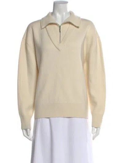 Pre-owned Rosetta Getty Wool V-neck Sweater In Neutral