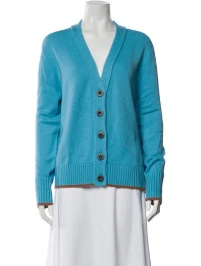Pre-owned Rosetta Getty Wool V-neck Sweater W/ Tags In Blue