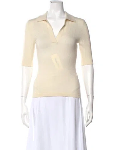Pre-owned Rosetta Getty Wool V-neck Sweater W/ Tags In Neutral