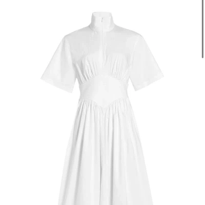 Rosetta Getty Zip Up Gathered Yoke Dress In White