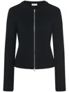 Rosetta Getty Zip-up Ribbed Knit Cardigan In Black