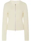 Rosetta Getty Zip-up Ribbed Knit Cardigan In Neutrals