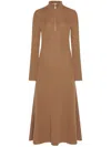 Rosetta Getty Zip-up Ribbed Knit Dress In Brown