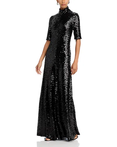 Rosetta Getty Zip Up Turtleneck Gown In Black