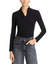 Rosetta Getty Zip Up Turtleneck Top In Black