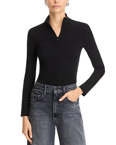 Rosetta Getty Zip Up Turtleneck Top In Black