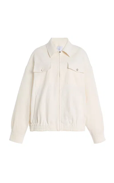 Rosetta Getty Zipped Cotton-linen Pique Shirt Jacket In Gray