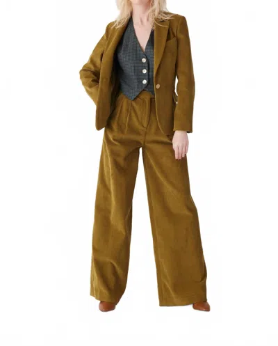 Rosevelvet Amandine Wide Leg Corduroy Pants In Fine Wale In Brown