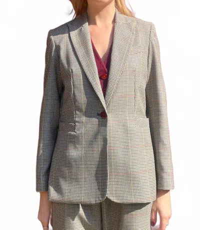 Rosevelvet Bianca Blazer In Tropical Wool Plaid In Gray